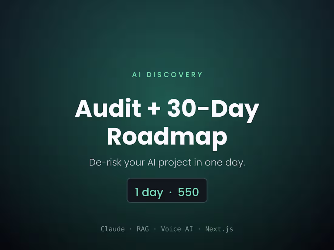 Cover image for AI Discovery — Audit + 30-Day Roadmap (1 day)