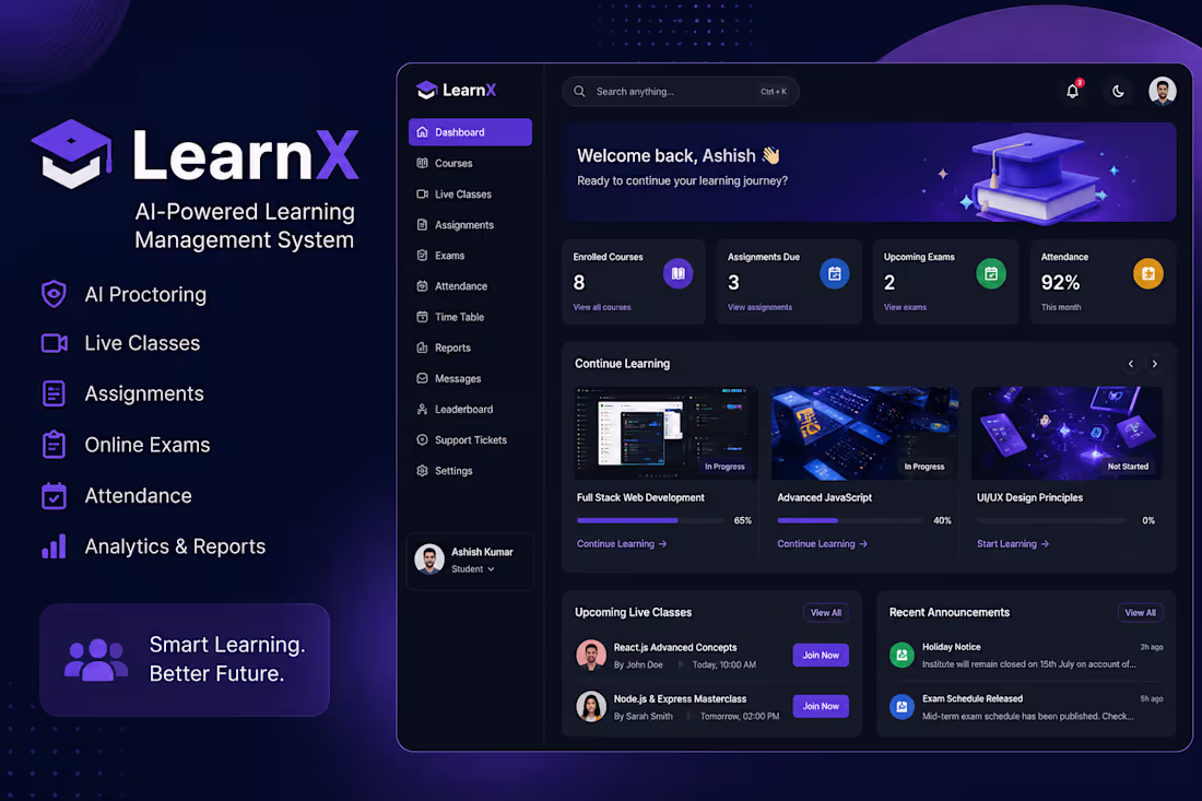Cover image for 🚀 Built LearnX, a modern