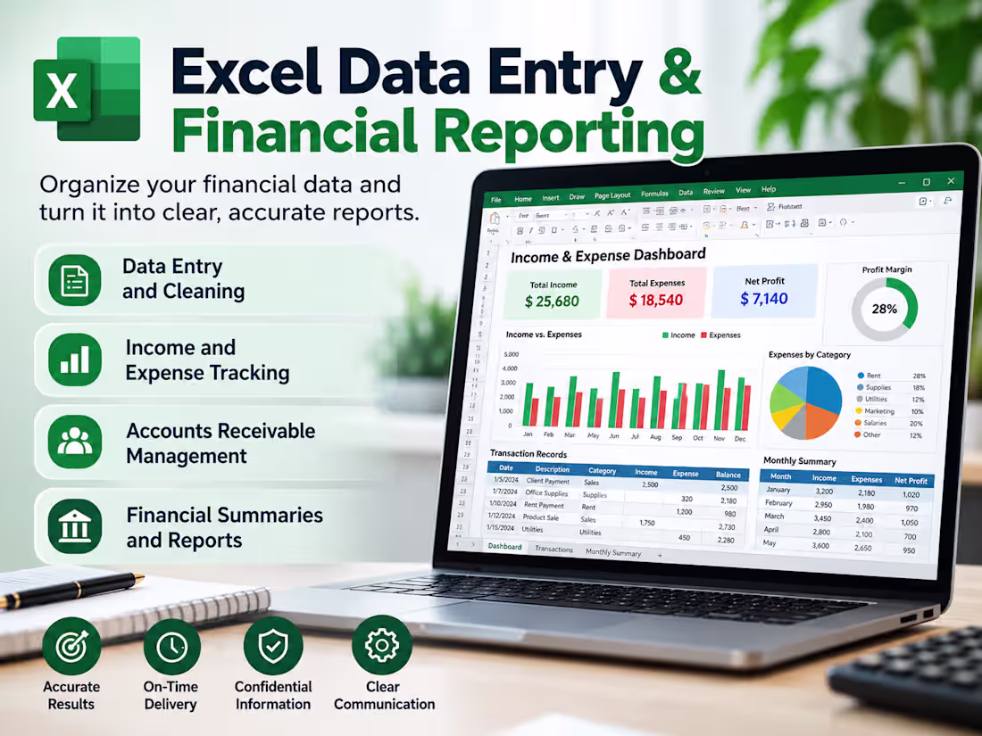 Cover image for Excel Data Entry & Financial Reporting