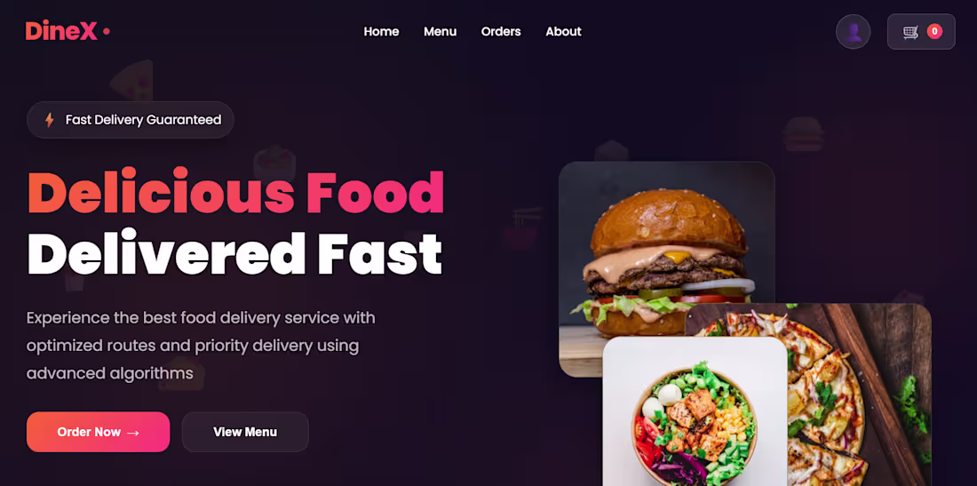 Cover image for DineX — Food Delivery Web