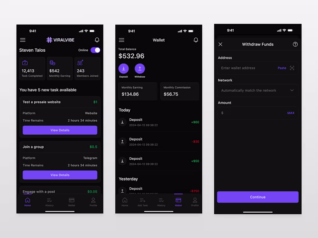 Cover image for ViralVibe - Crypto Microtasking Platform