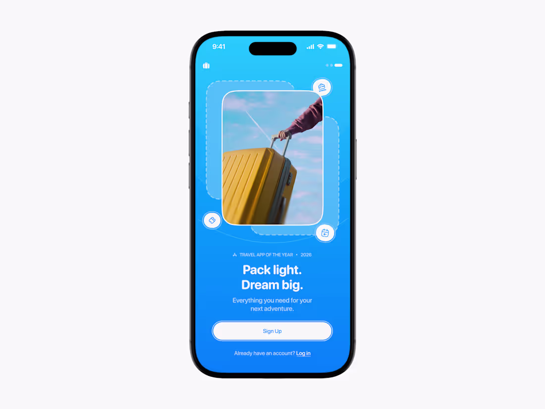 Cover image for Travel app onboarding exploration.