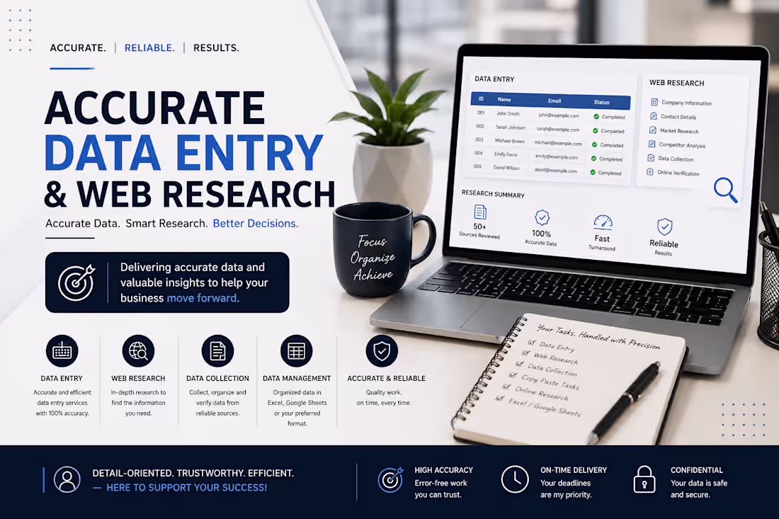Cover image for Accurate Data Entry & Web Research