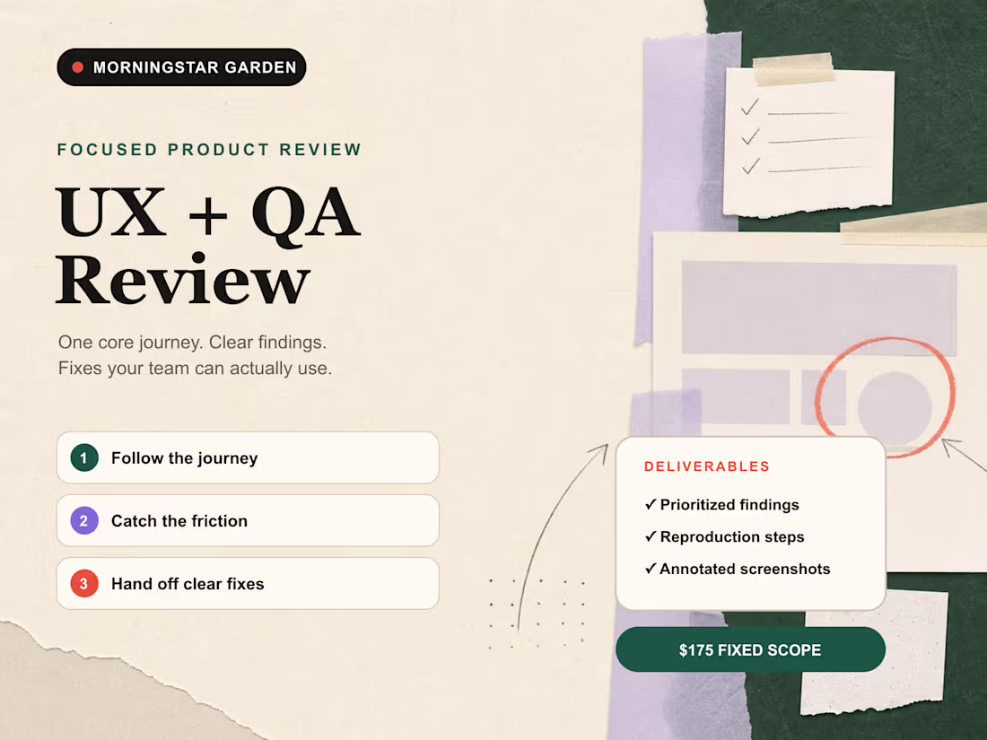 Cover image for UX + QA Review