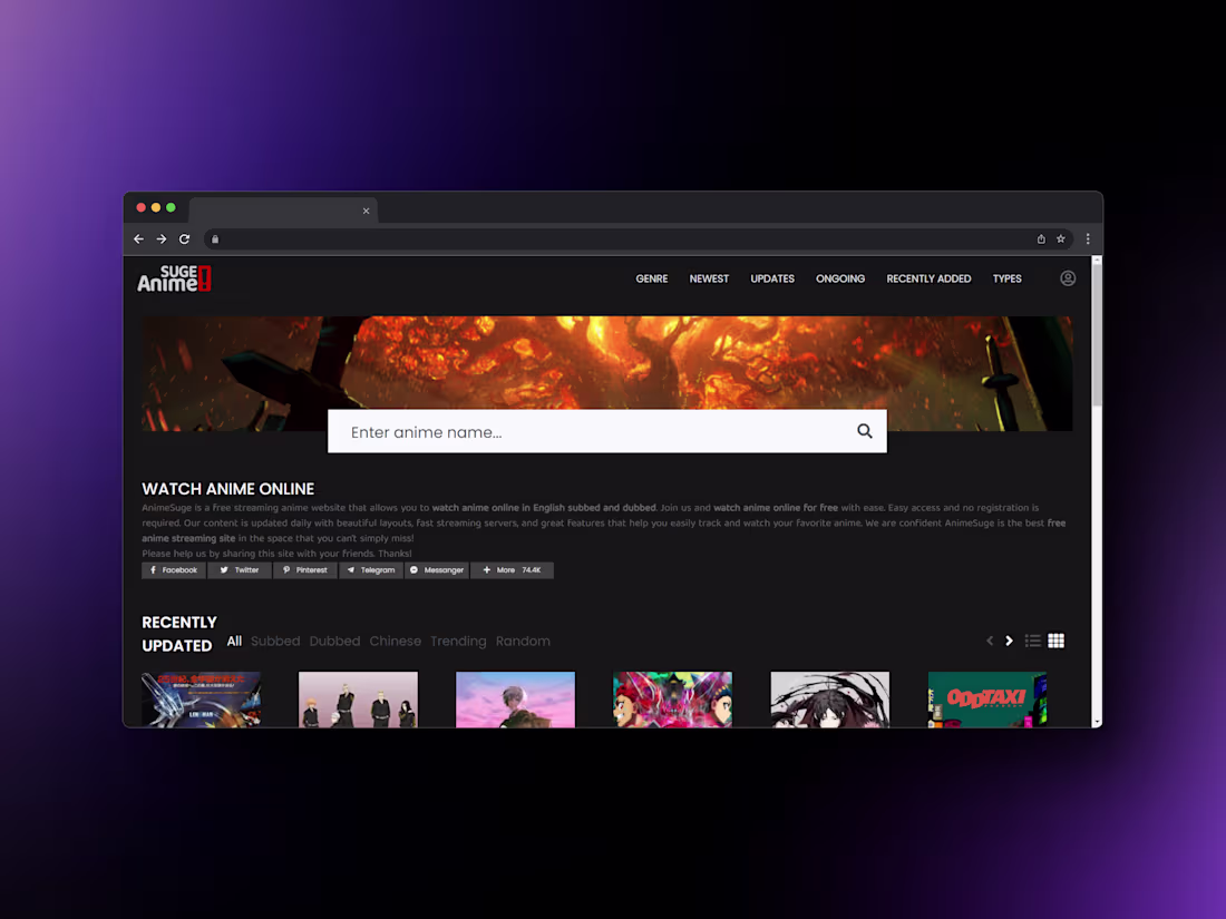Cover image for Anime Streaming Website