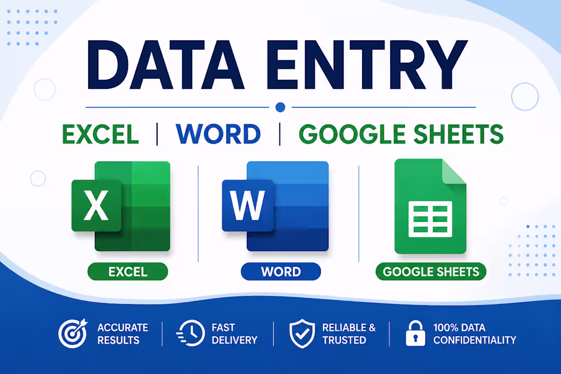 Cover image for Data entry in Excel, Word and Google Sheets