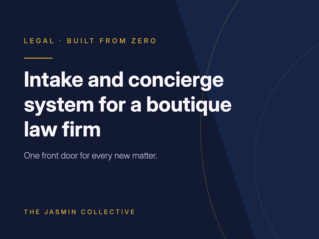 Cover image for Intake and concierge system for a boutique law firm