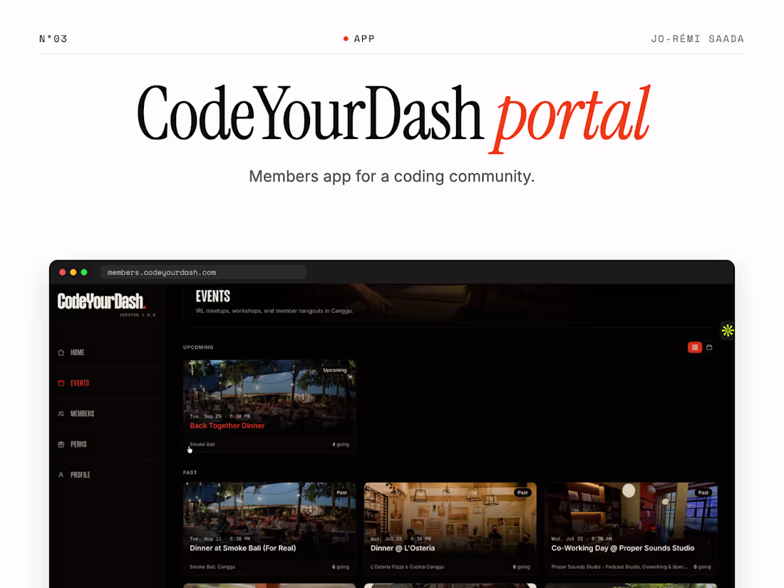 Cover image for CodeYourDash members portal.

The members app