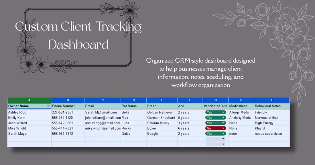Cover image for Description:
Designed a custom CRM-style client