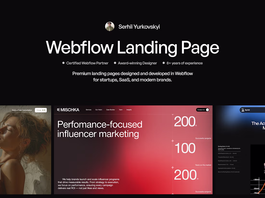 Cover image for Webflow Landing Page Design & Development