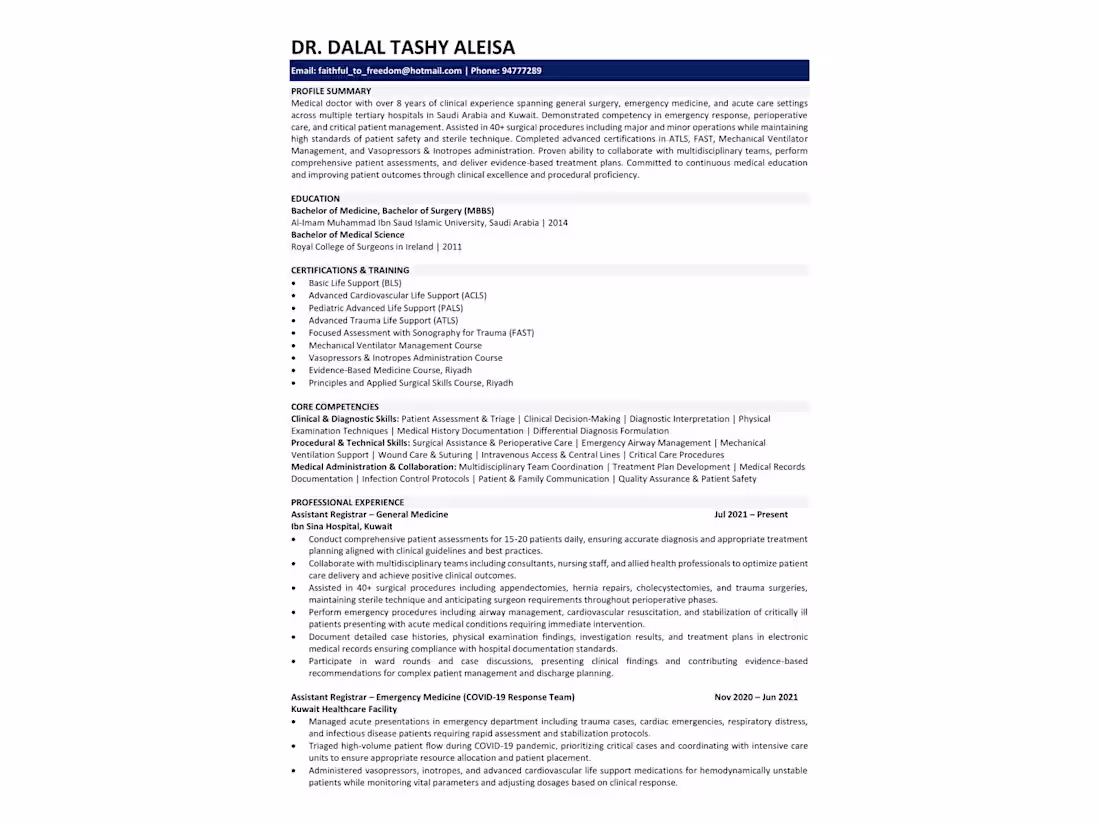 Cover image for I updated a medical doctor’s resume by clarifying clinical r...