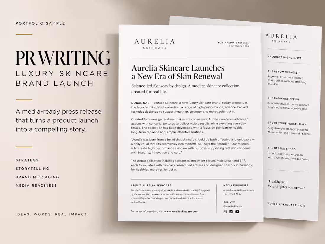 Cover image for PR Writing | Luxury Skincare