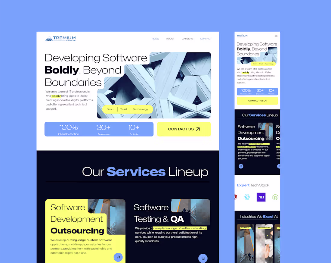 Cover image for Tremium Software - Branding & UI/UX Design