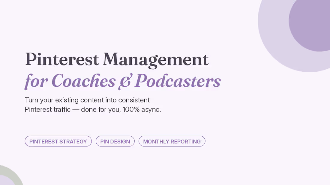 Cover image for Pinterest Management for Coaches & Podcasters