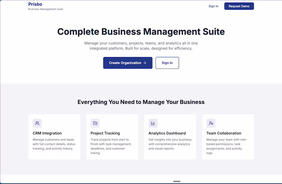Cover image for Prisbo — Integrated Business Management