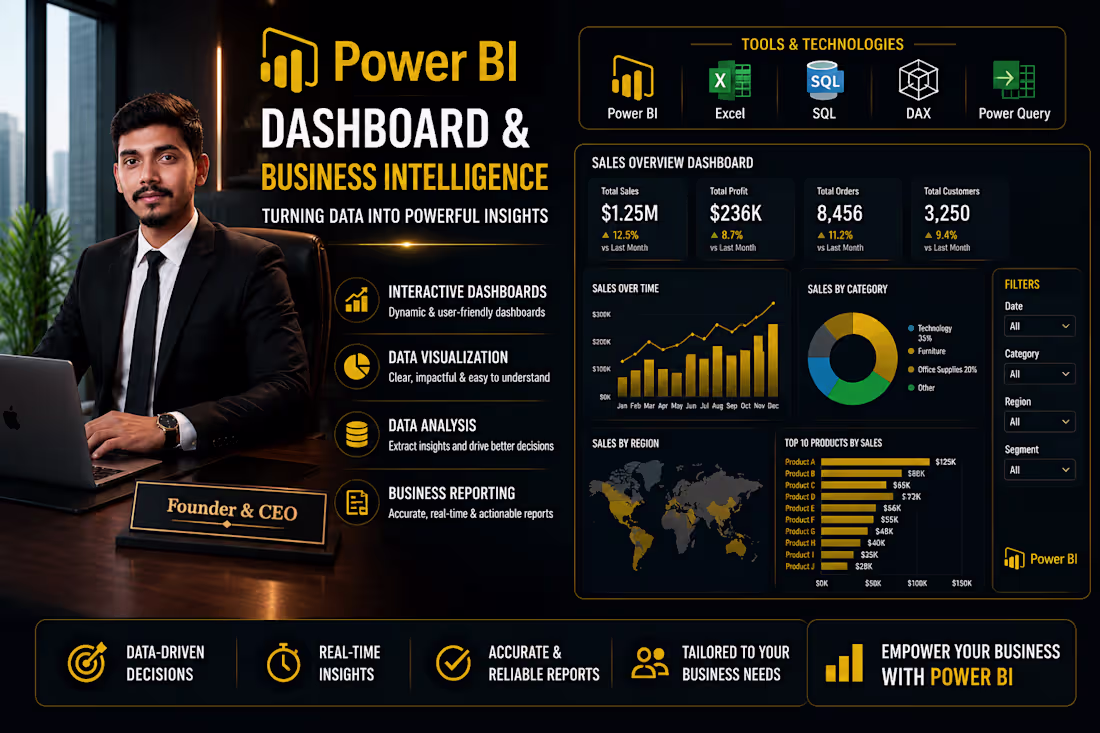 Cover image for Power BI Dashboard & Business Intelligence