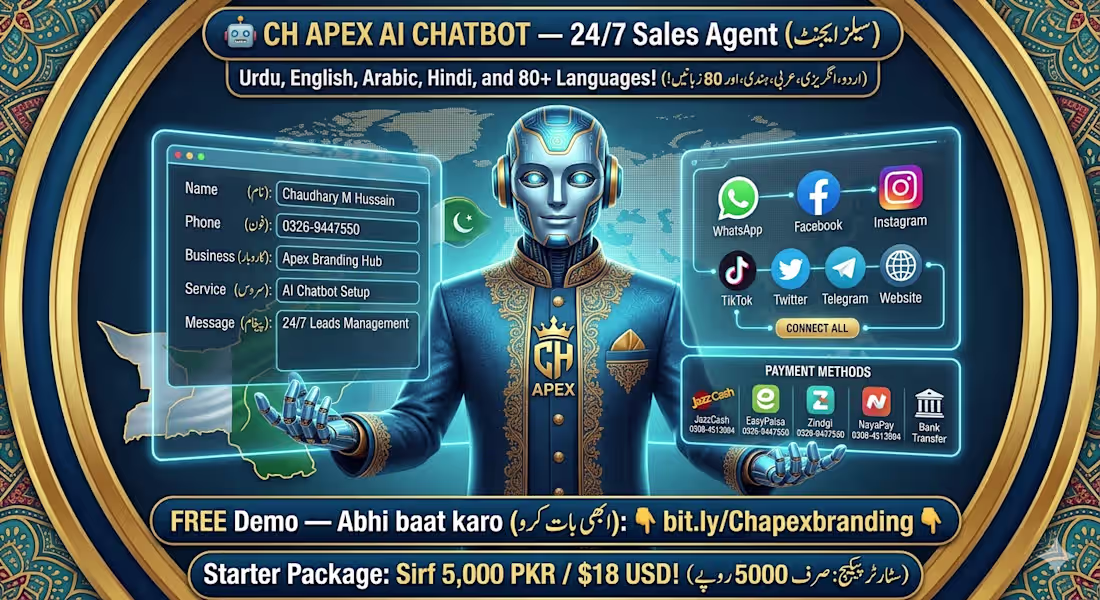 Cover image for I will setup CH APEX AI Chatbot - 24/7 Sales Agent in 80+ Langua