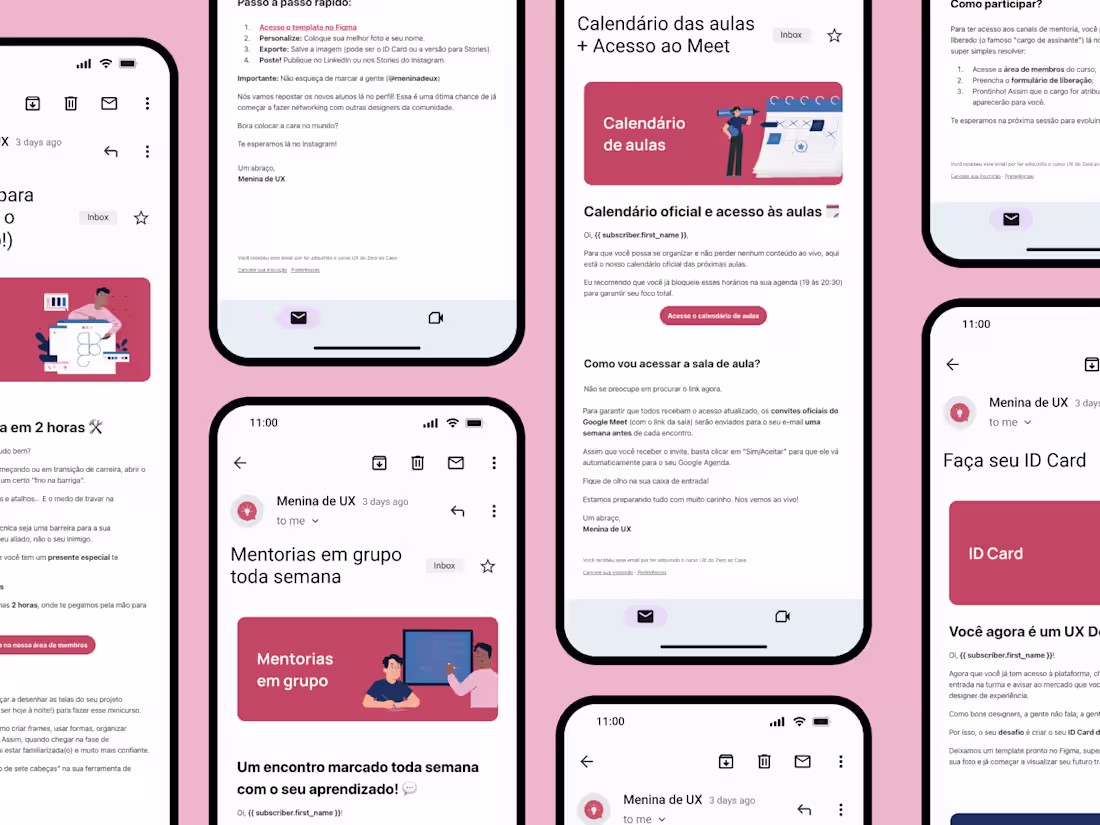 Cover image for Email Marketing Design — Menina de UX (Onboarding Sequence, Kit)