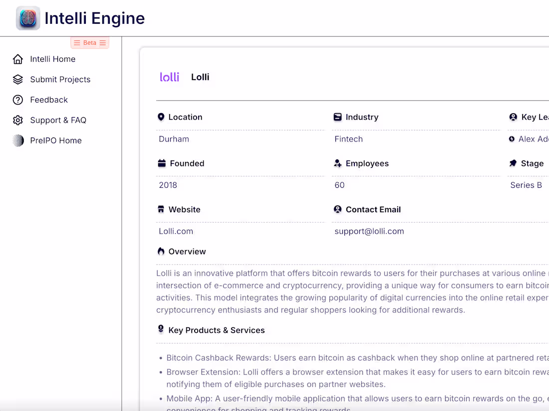 Cover image for Built a private market research platform "INTELLI"