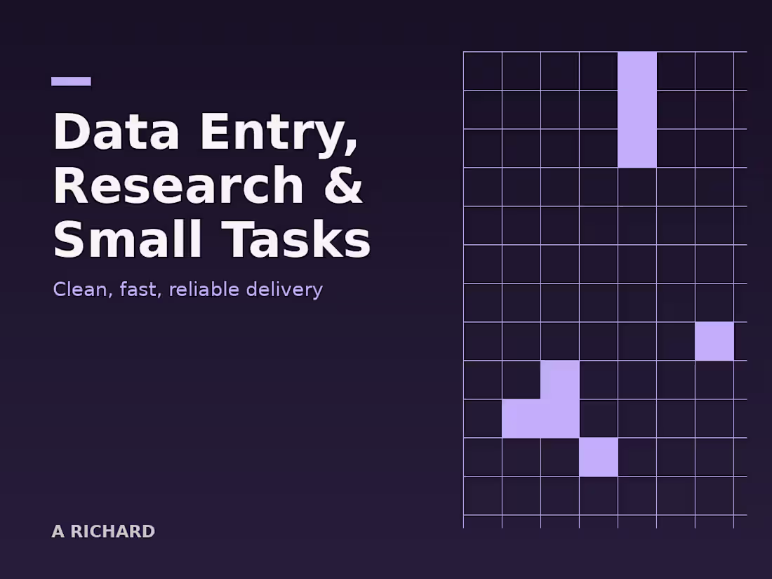 Cover image for Data Entry, Research & Small Tasks