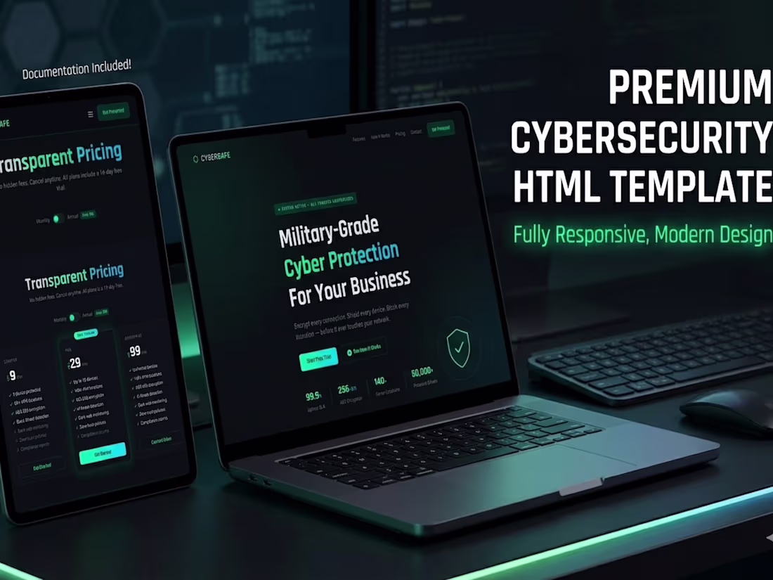 Cover image for Premium dark-mode HTML template for