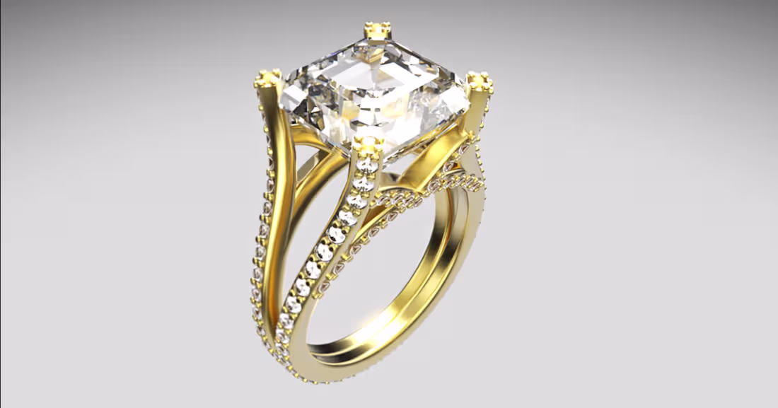 Cover image for Designed and modeled a luxury engagement ring featuring a st...
