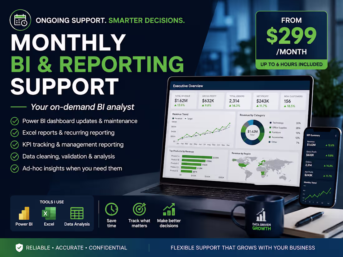 Cover image for Monthly BI & Reporting Support