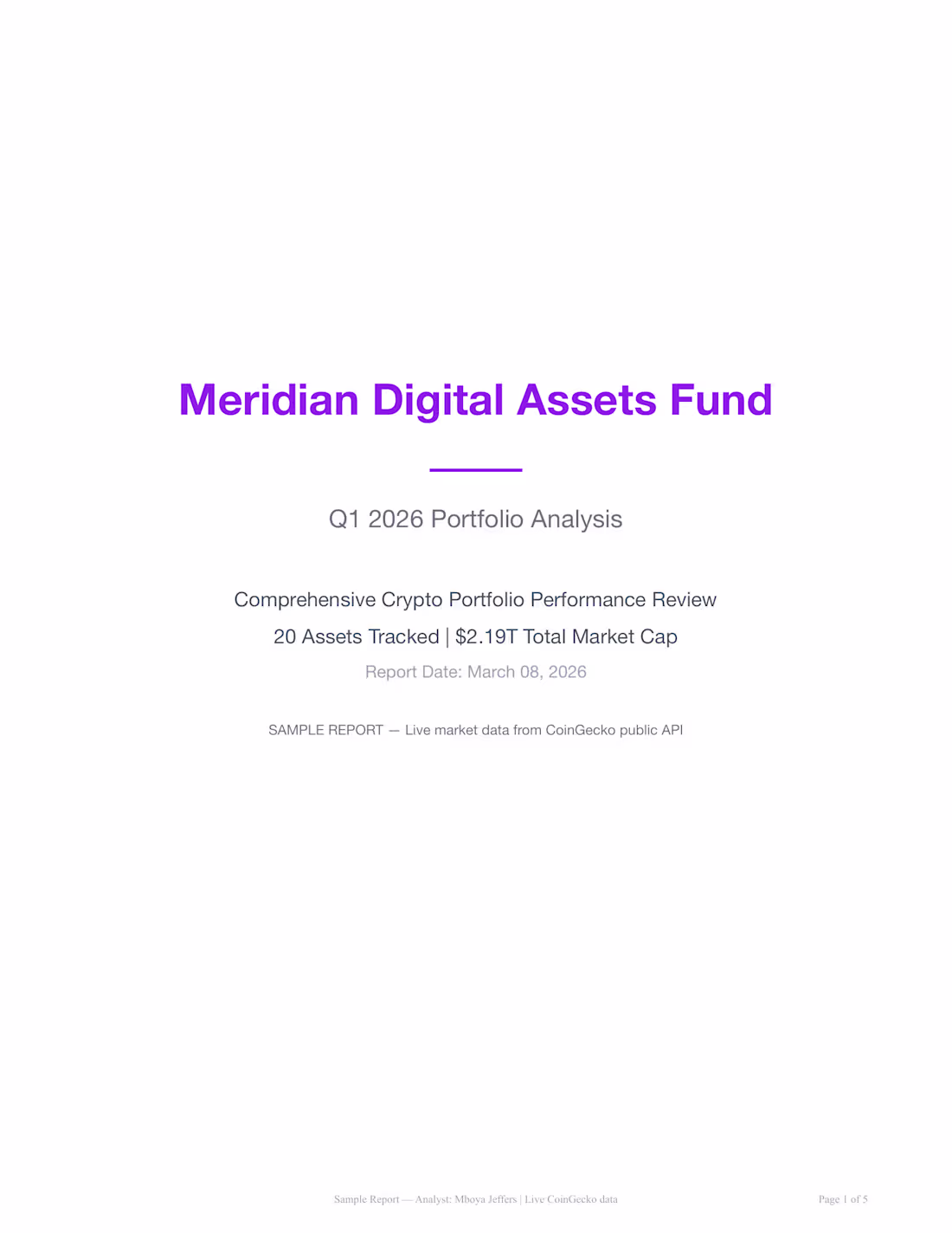 Cover image for Crypto Portfolio Analytics Report