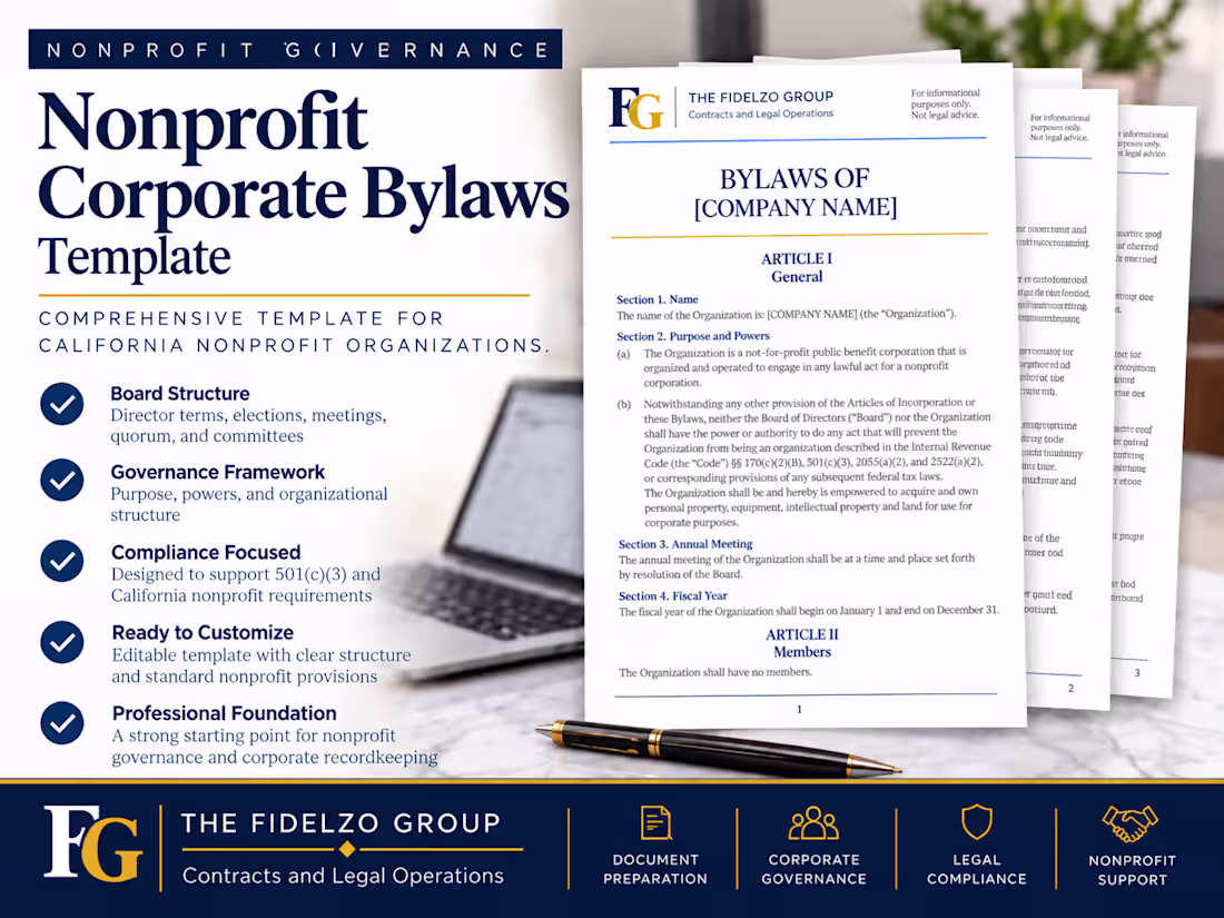 Cover image for Developed a customizable bylaws template