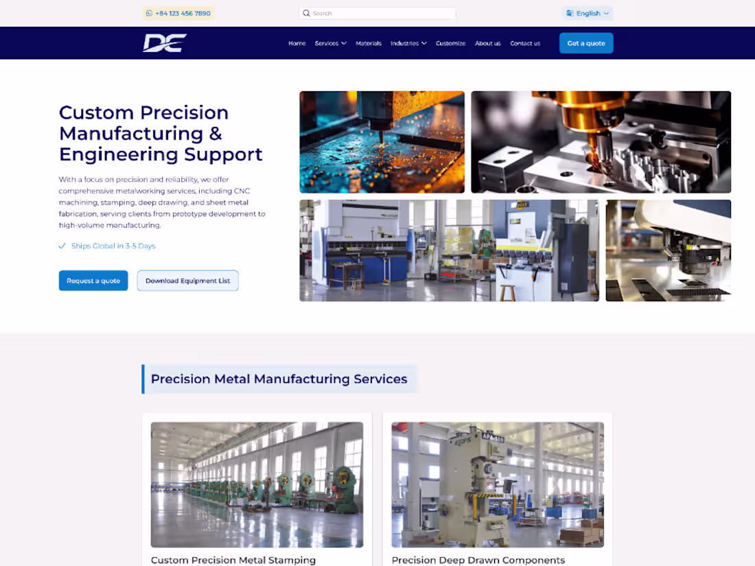 Cover image for Metal Stamping Service Page Design
