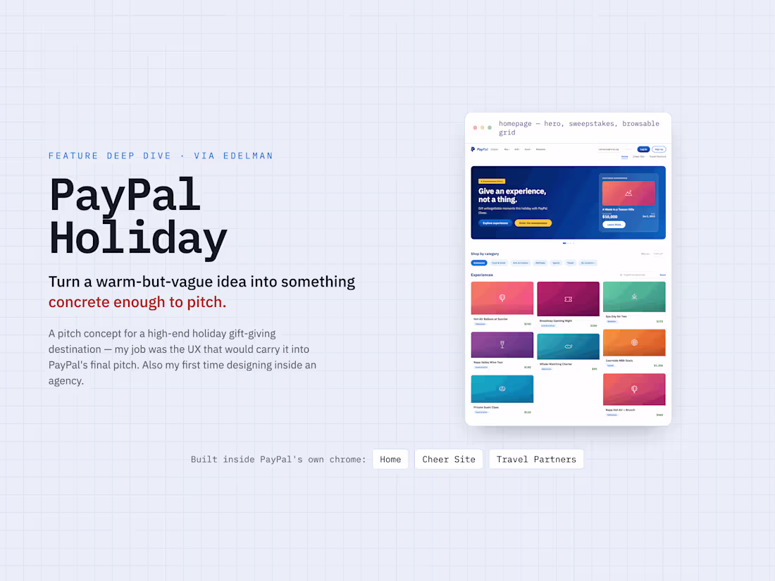 Cover image for PayPal Holiday: from a warm idea to a pitch you can point at