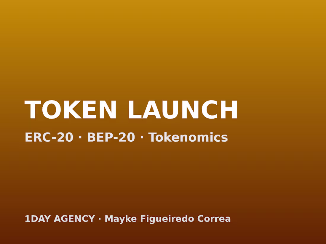 Cover image for Token Launch: ERC-20/BEP-20 + Tokenomics