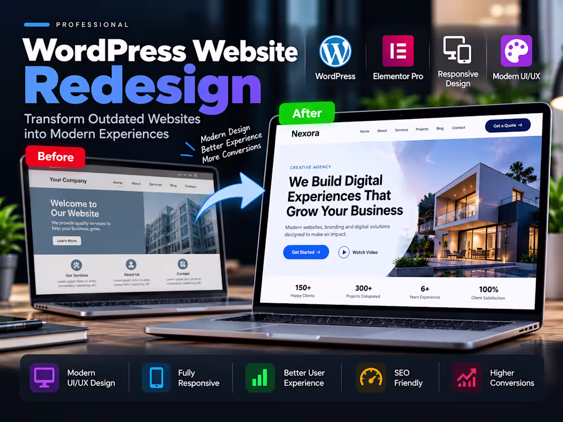Cover image for WordPress Website Redesign & Modernization with Elementor Pro