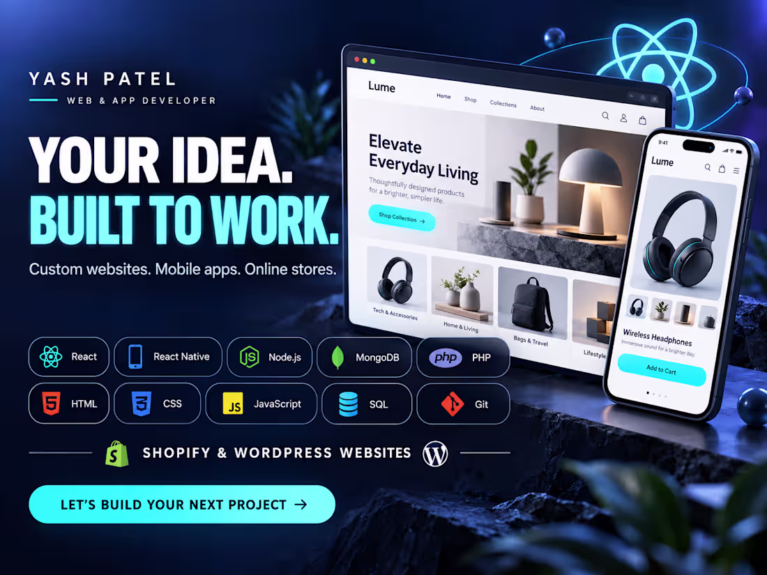 Cover image for Custom Website & Web App Development | React, Shopify & WordPres