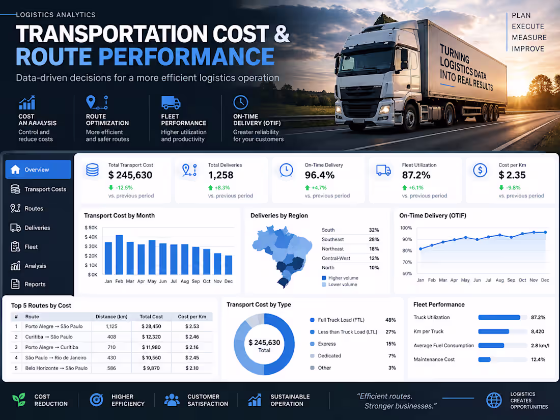 Cover image for Transportation Cost & Route Performance Dashboard