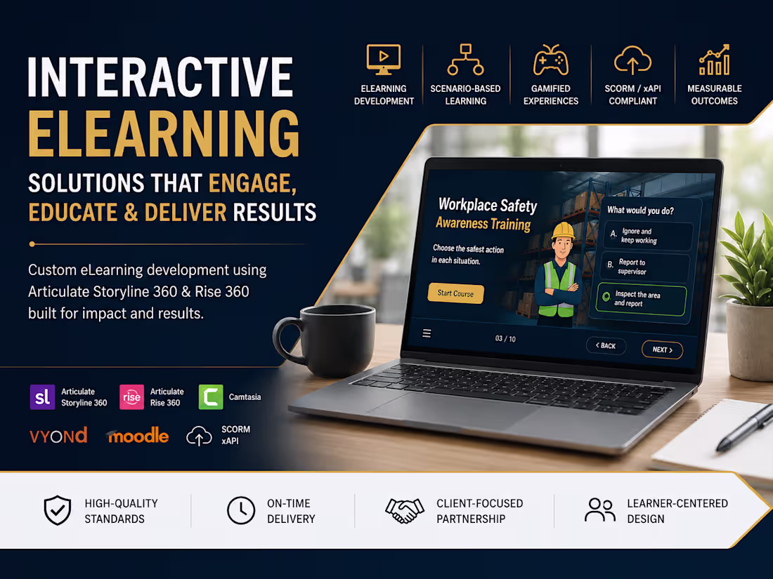Cover image for Interactive eLearning Development ( Articulate Storyline)