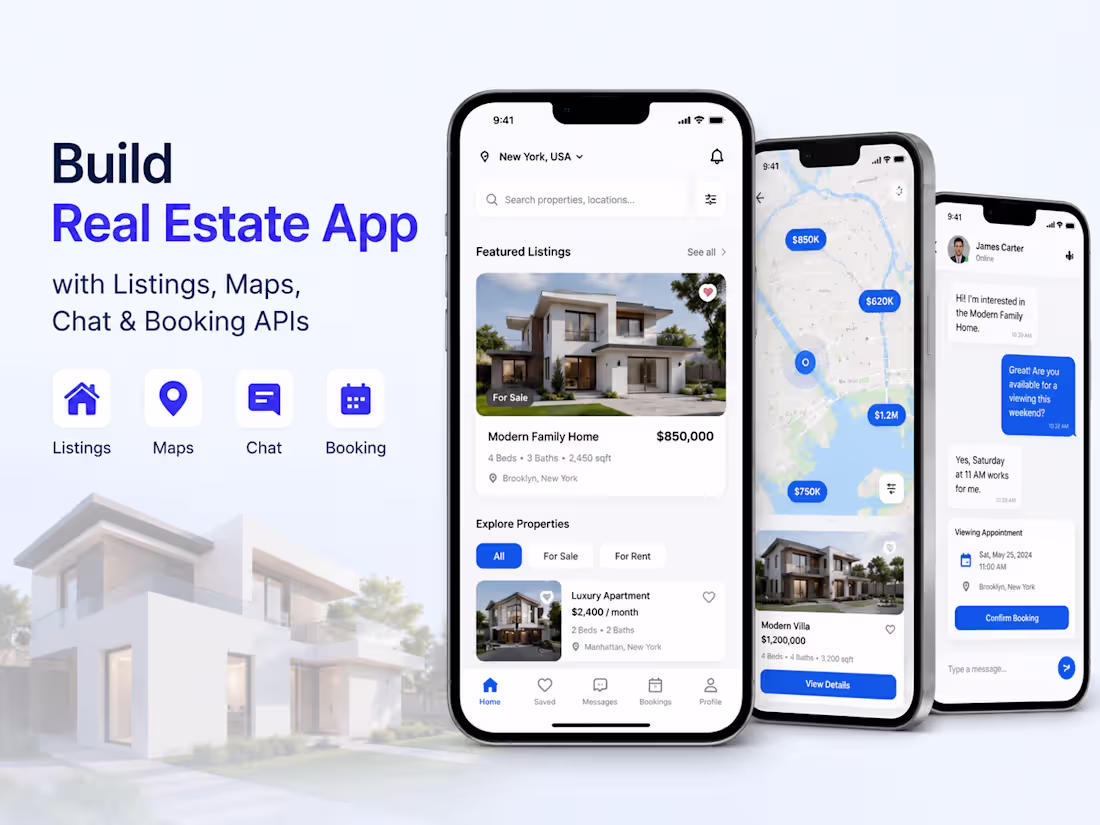 Cover image for Build real estate app with listings, maps, chat and booking APIs