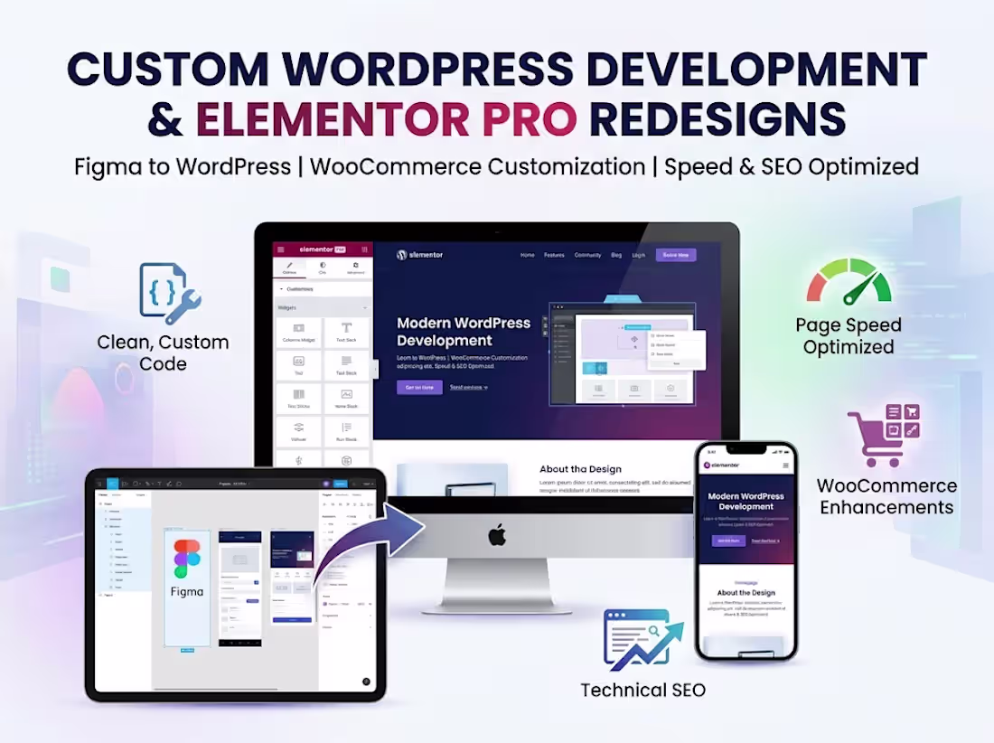 Cover image for Custom WordPress Development & Elementor Pro Redesigns