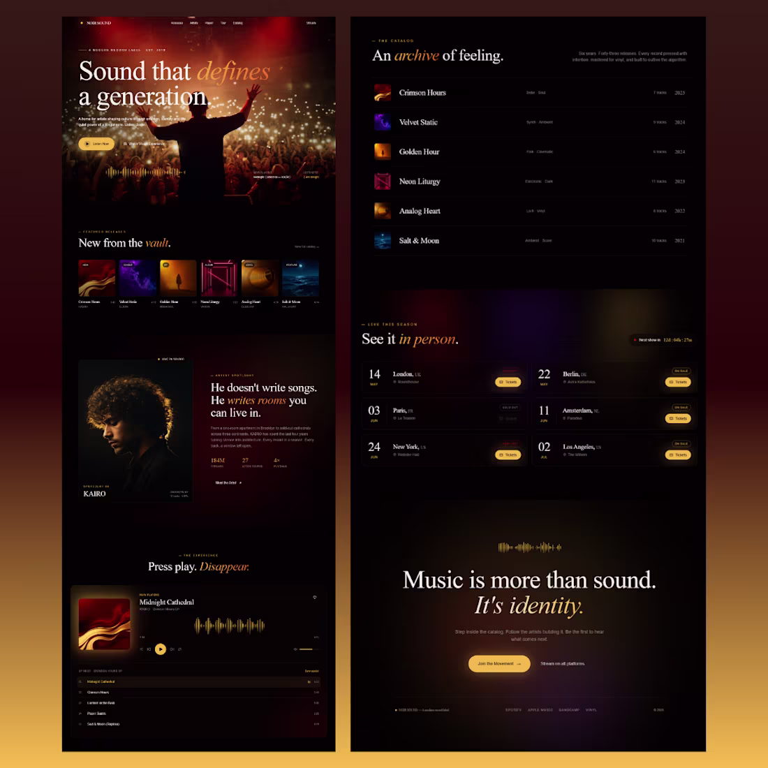 Cover image for A cinematic music landing page UI/UX