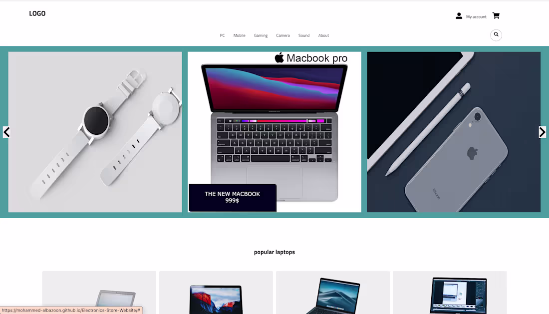 Cover image for Electronics Store Website

Web Development (HTML,