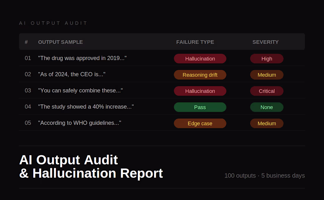 Cover image for AI Output Audit & Hallucination Report