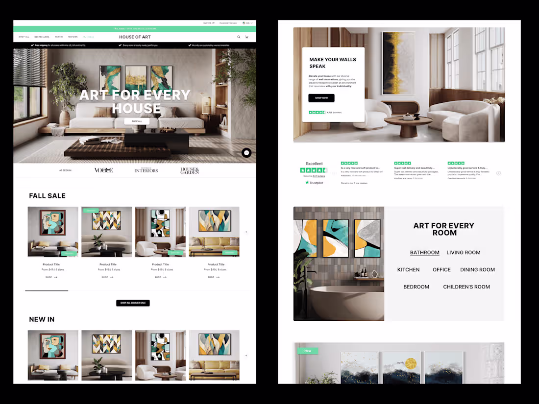 Cover image for E-commerce Web Design (UI/UX) for House of Art.