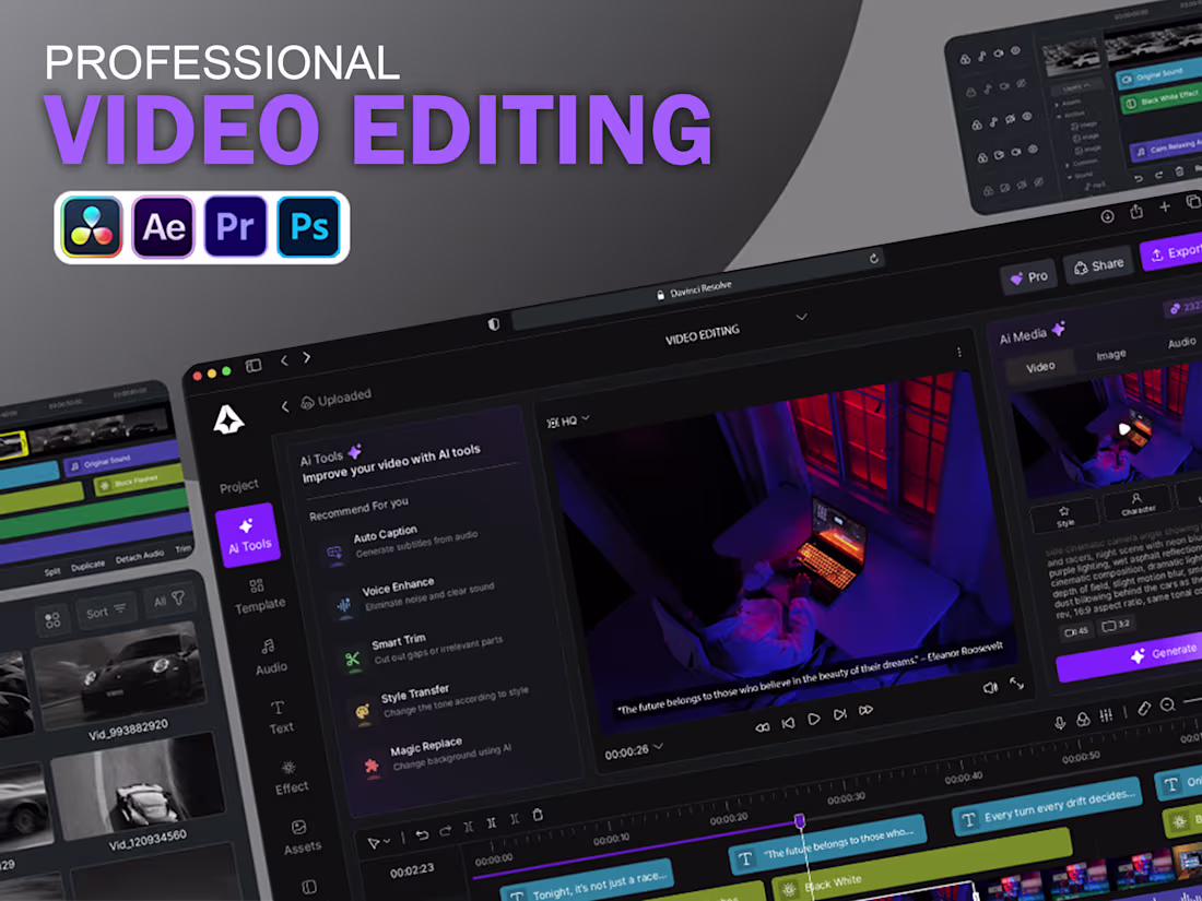 Cover image for You will get a professional and creative Video Editing service