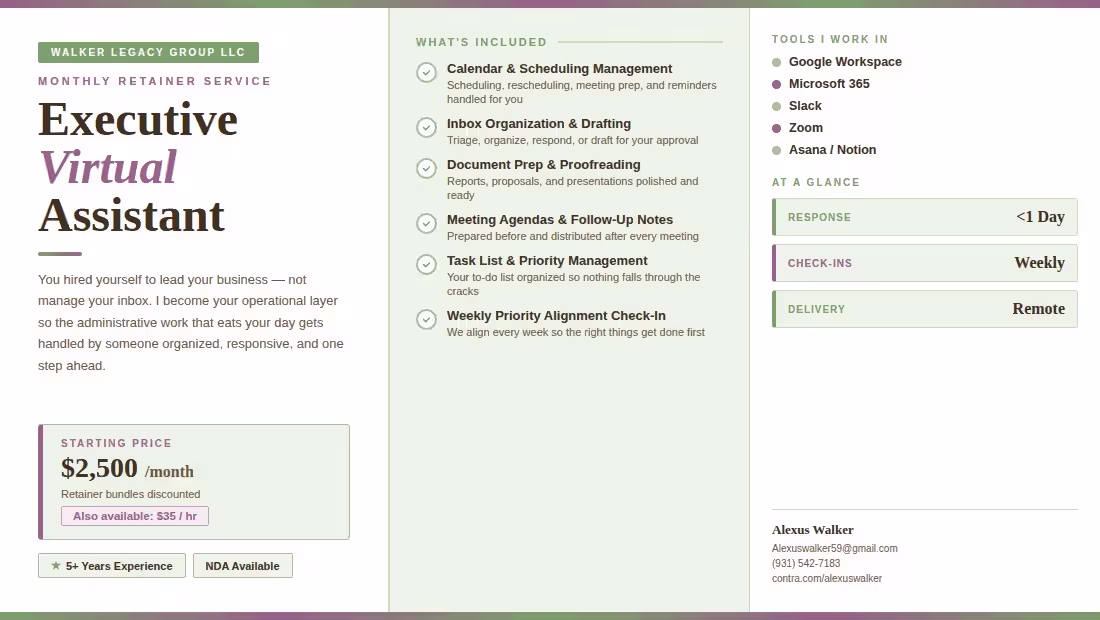 Cover image for Executive Virtual Assistant services 