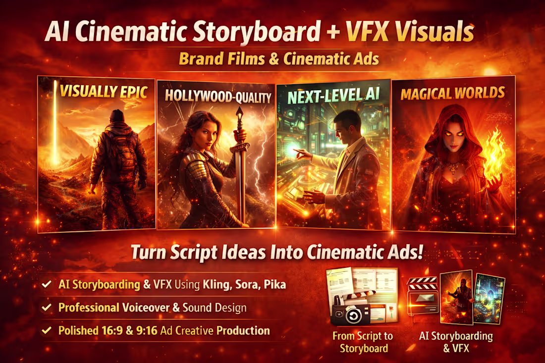 Cover image for AI Cinematic Storyboards + VFX | Brand Films & Cinematic Ads
