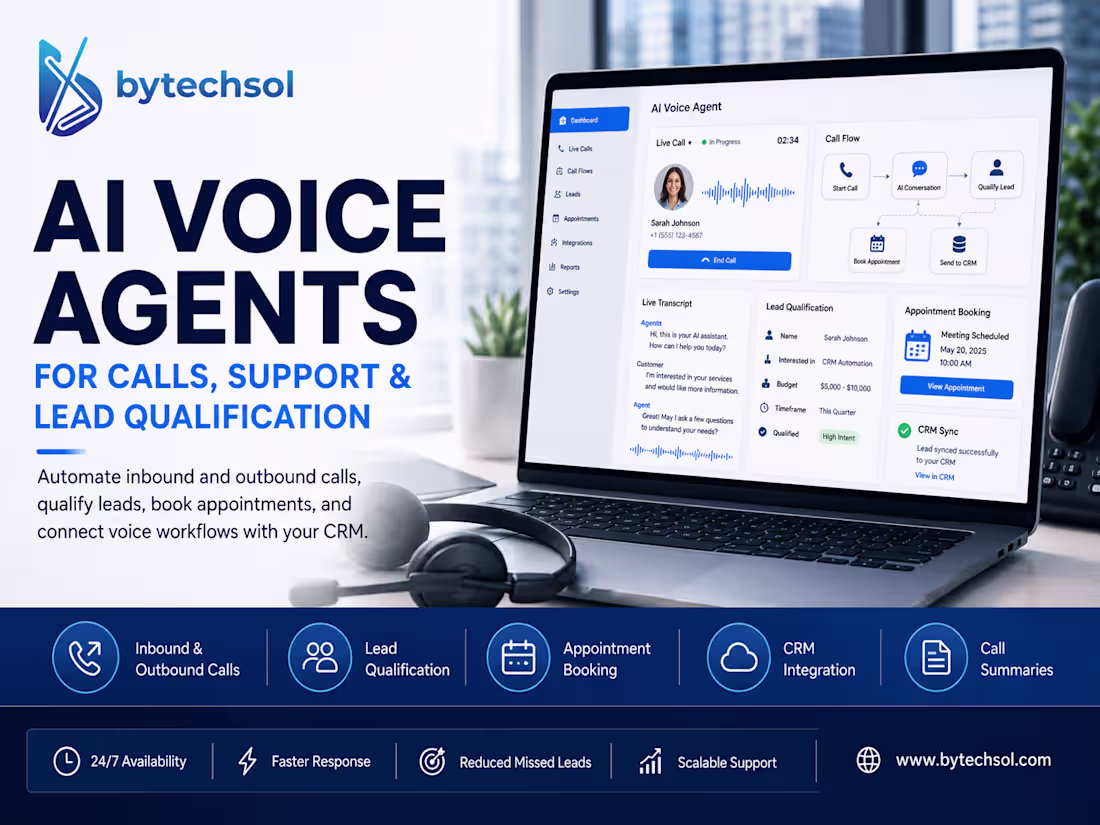 Cover image for AI Voice Agents for Calls, Support & Lead Qualification
