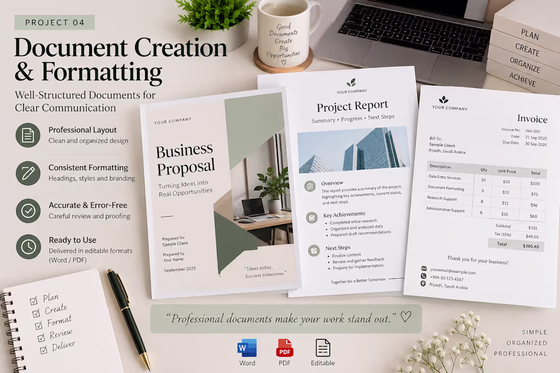 Cover image for Created and formatted clear, professional