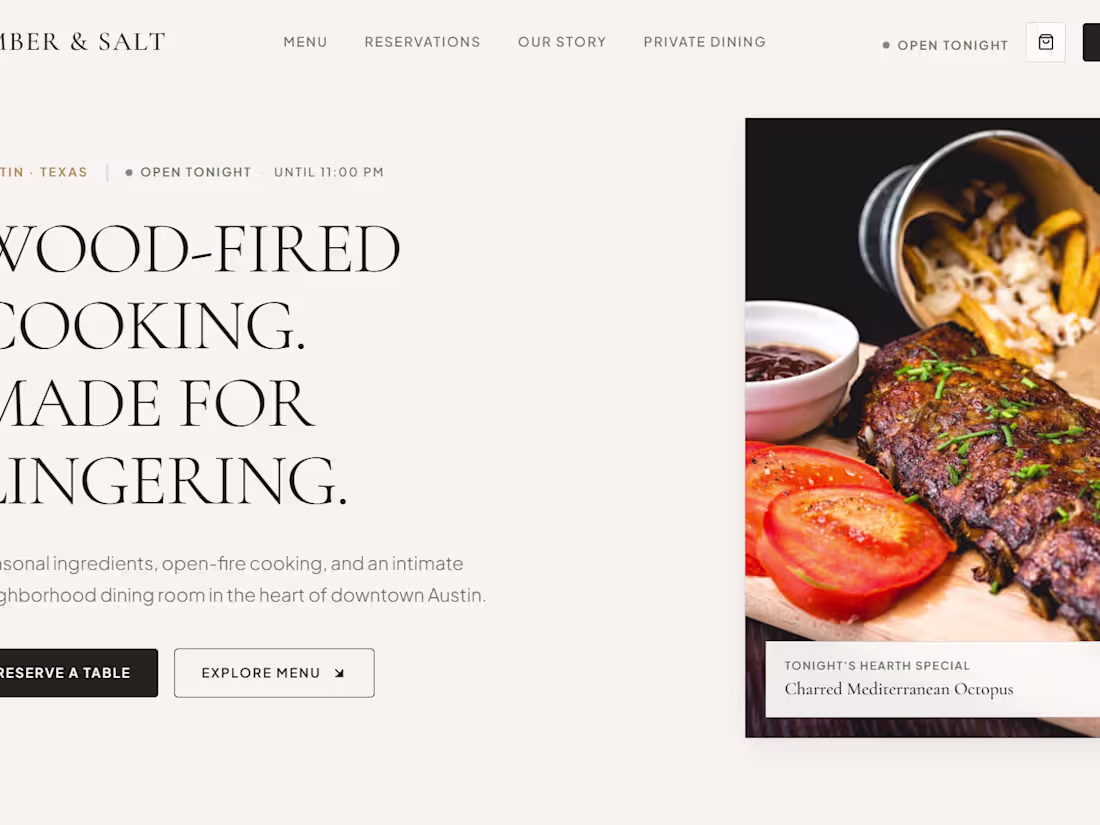 Cover image for Ember & Salt | Wood-Fired Dining in Austin