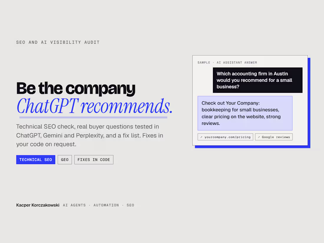 Cover image for Google and ChatGPT visibility audit: technical SEO and GEO