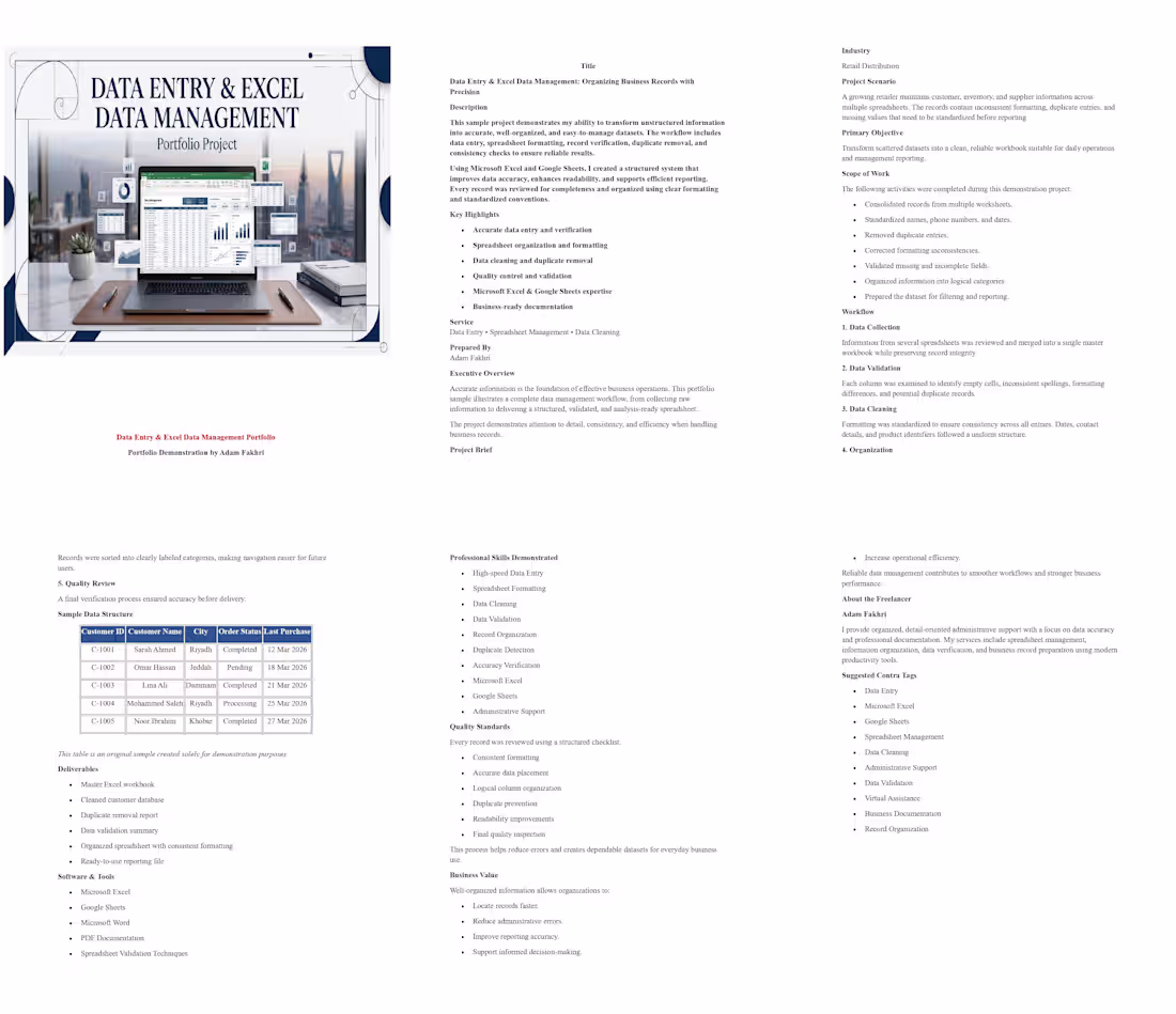 Cover image for Data Entry & Excel Data